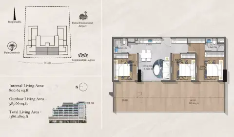 Andi Aura: Type 1, 1,386 sq ft 户型图
