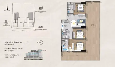 Andi Aura: Type 2, 1,929 sq ft 户型图