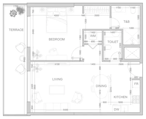 V1VID Tower: Floor plan Type C, 936 sq ft