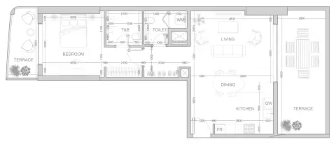V1VID Tower: Floor plan Type D, 1,120 sq ft