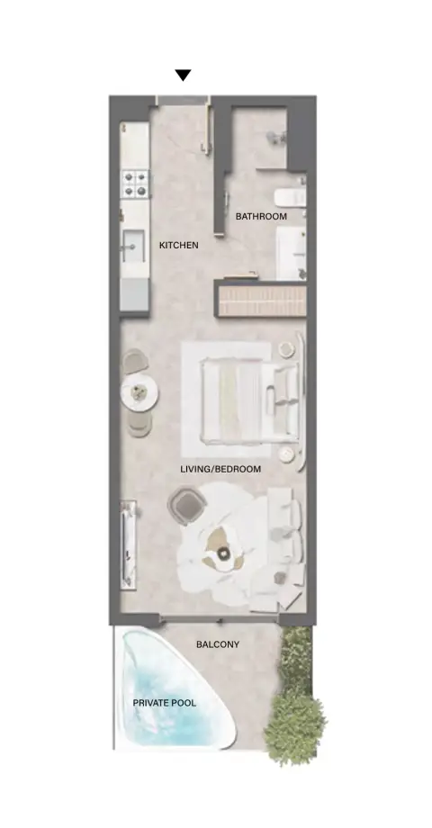 Weybridge Gardens Phase 4: Floor plan Type B, 544 sq ft