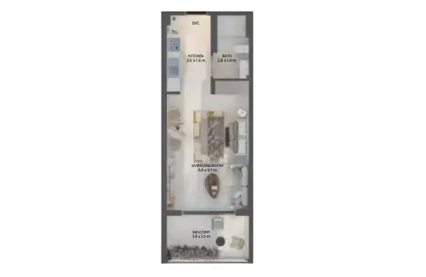 Weybridge Gardens Phase 4: Floor plan Type A, 544 sq ft