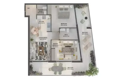 Weybridge Gardens Phase 4: Floor plan Type A, 1,210 sq ft