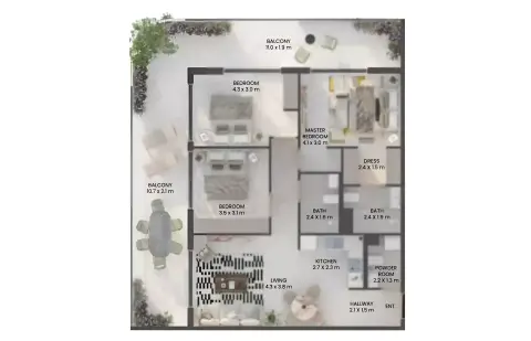 Weybridge Gardens Phase 4: Floor plan Type A, 1,558 sq ft