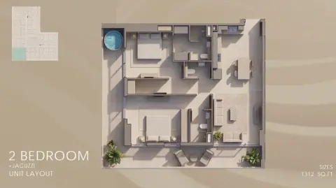 Sky Harmony: Floor plan Type 1, 1,312 sq ft