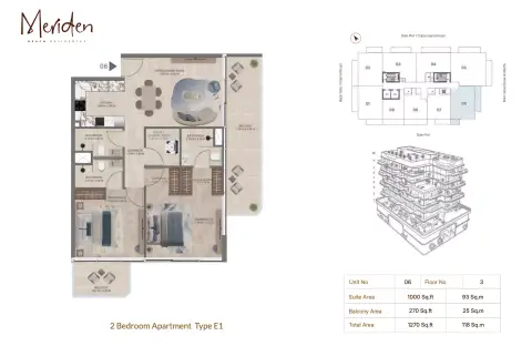 ميريدن بيتش: مخطط الطابق Type 403, 1,270 sq ft
