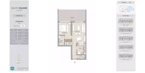 South Square: Планировка Type 01, 1,028 sq ft