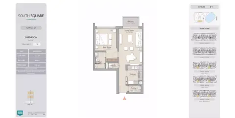 South Square: Планировка Type 1C, 756 sq ft