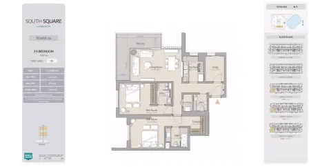 South Square: Планировка Type 02A + Study, 1,380 sq ft