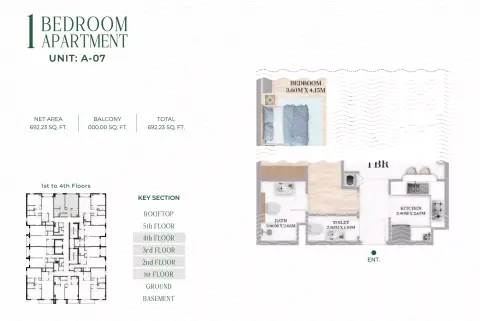 White Opals: Floor plan Type 1, 692 sq ft
