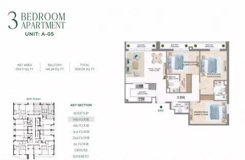 White Opals: Floor plan Type 3, 1,300 sq ft