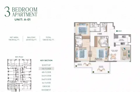 White Opals: Floor plan Type 1, 1,383 sq ft