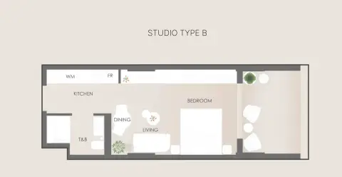 Lunara Residence: Планировка Type B, 502 sq ft