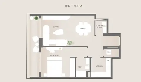 Lunara Residence: Планировка Type A, 790 sq ft