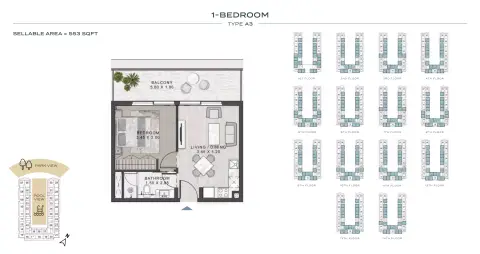ELO 2: Floor plan Type A3, 553 sq ft