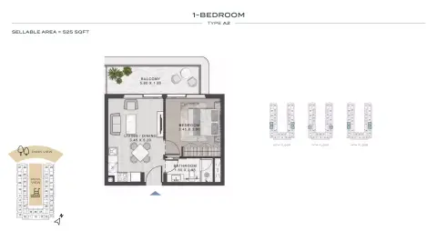 ELO 2: Floor plan Type A2, 525 sq ft