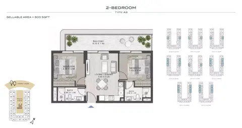 ELO 2: Floor plan Type A3, 803 sq ft