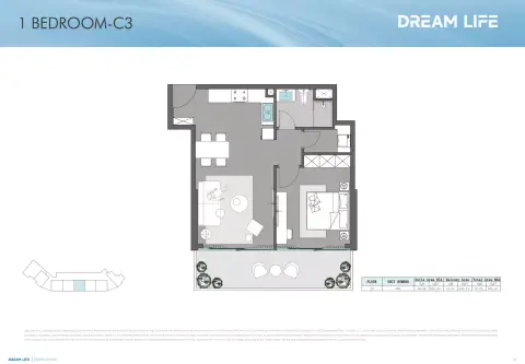 Dreamlife Residences: फ़्लोर प्लान Type C3, 695 sq ft