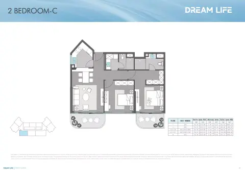 Dreamlife Residences: फ़्लोर प्लान Type C, 1,095 sq ft