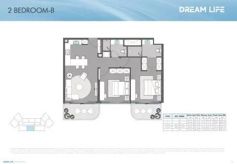Dreamlife Residences: फ़्लोर प्लान Type B, 1,019 sq ft