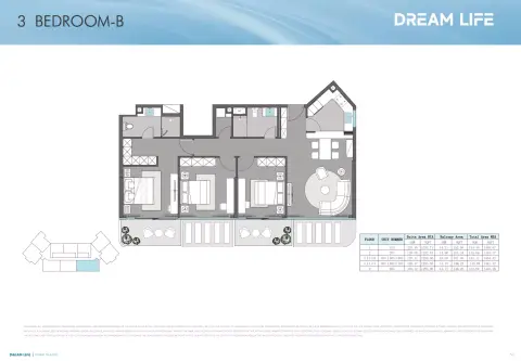 Dreamlife Residences: फ़्लोर प्लान Type B, 1,441 sq ft