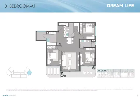 Dreamlife Residences: फ़्लोर प्लान Type A1, 1,315 sq ft