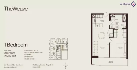 The Weave: Floor plan Type 309 - 1309, 760 sq ft