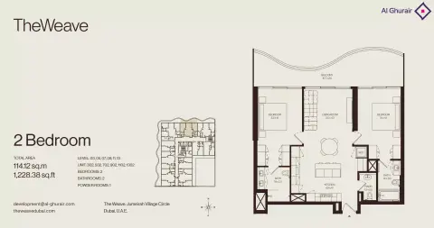 The Weave: Floor plan Type 302 - 1302, 1,228 sq ft