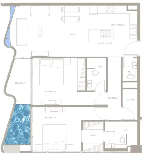 Iluka: Floor plan Type B, 1,125 sq ft