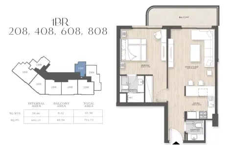 Capital Horizon Terraces: Floor plan Type 209, 731 sq ft