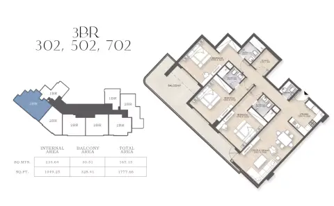 Capital Horizon Terraces: Floor plan Type 302, 1,777 sq ft