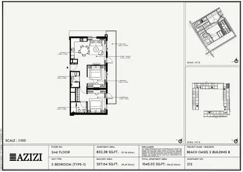 Beach Oasis Phase 2: Floor plan Type 1 - BB, 1,040 sq ft