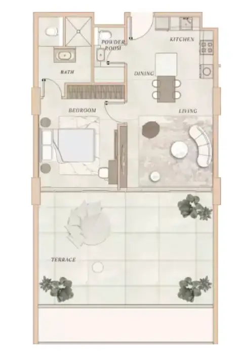 La Vue Residence: Floor plan Type A, 764 sq ft