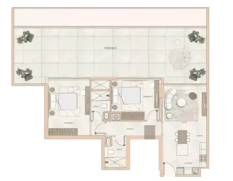 La Vue Residence: Floor plan Type A, 1,334 sq ft