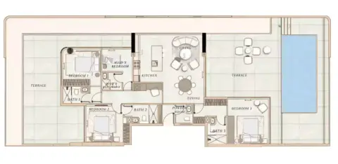 La Vue Residence: Floor plan Type A, 1,453 sq ft