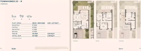 Bayn Waterway: Plattegrond Type 2C - R, 2,769 sq ft