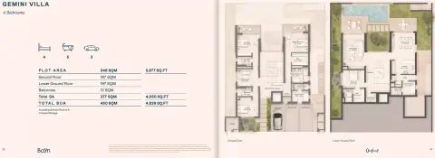 Bayn Waterway: Plattegrond Gemini Villas, 4,839 sq ft
