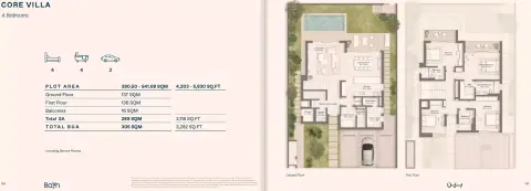 Bayn Waterway: Plattegrond Core Villa, 3,282 sq ft