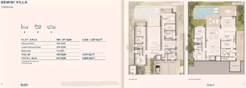 Bayn Waterway: Plattegrond Gemini Villas, 5,889 sq ft