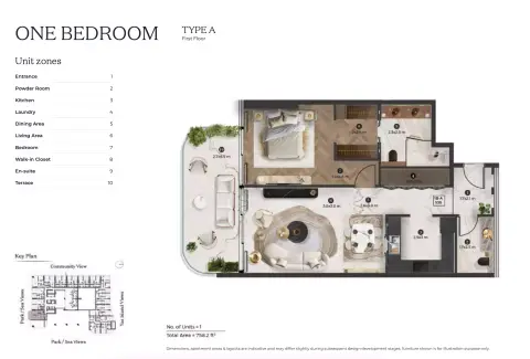 Stellar by Elie Saab: Floor plan Type A, 758 sq ft