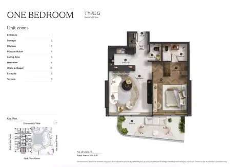 Stellar by Elie Saab: Floor plan Type G, 774 sq ft