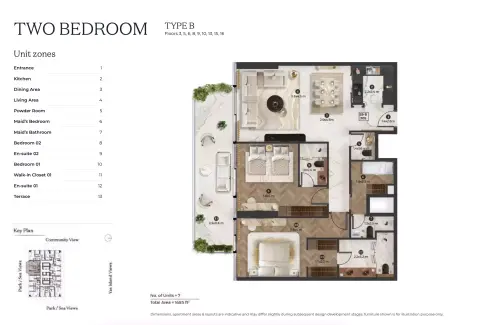 Stellar by Elie Saab: Floor plan Type B, 1,485 sq ft