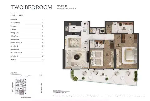 Stellar by Elie Saab: Floor plan Type E, 1,367 sq ft