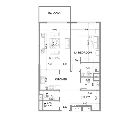Mayas Sea View: Floor plan Type 207, 1,016 sq ft