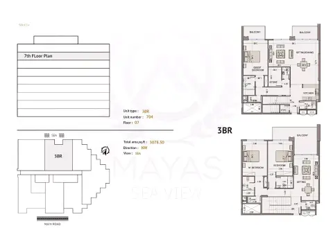Mayas Sea View: Floor plan Type A, 3,078 sq ft