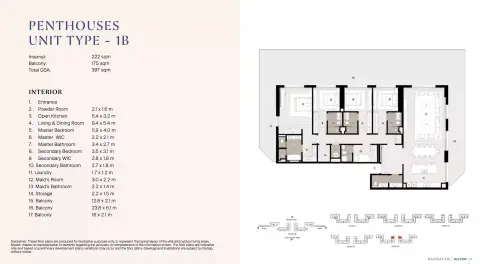 Bashayer Residences: Type 1B, 4,273 sq ft 户型图