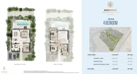 Manchester City Yas Residences A: Type 1, 3,229 sq ft 户型图