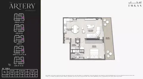 The Artery Residences: Floor plan Type 3, 926 sq ft