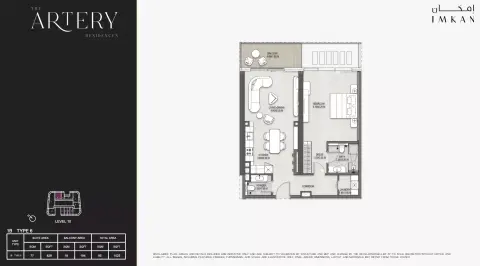 The Artery Residences: Floor plan Type 5, 1,023 sq ft