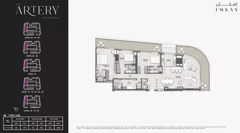 The Artery Residences: Floor plan Type 1, 2,390 sq ft